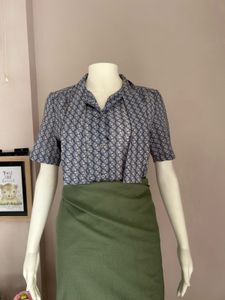 Chic Printed Bow Neck Blouse