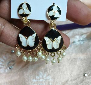 Butterfly Pearl Drop Earrings