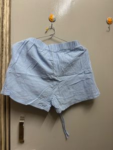Light Blue Button-Down Shirt with shorts