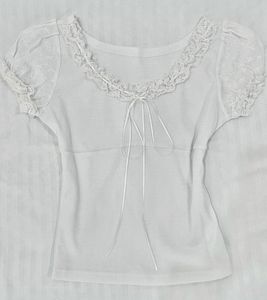 fairy lace trim white top