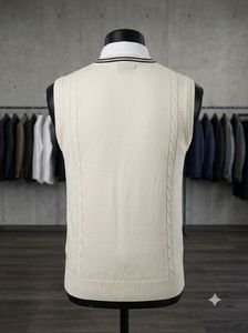 Men's Cream Cable Knit Sweater Vest