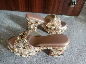 Embellished Platform Wedge Sandals