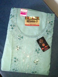 Elegant Pastel Sea green  Cotton Unstitched Suit