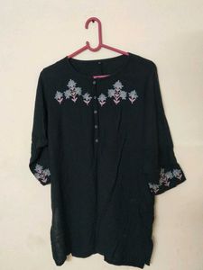 Embroidered Black Kurta