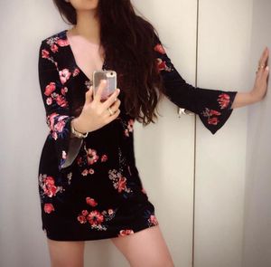 H&M Floral Velvet Mini Dress