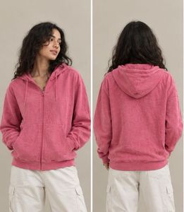 Pink Zip-Up Hoodie Sweatshirt