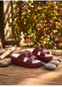 Chic Maroon Bow Slides