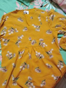 Mustard Yellow Floral Print Top