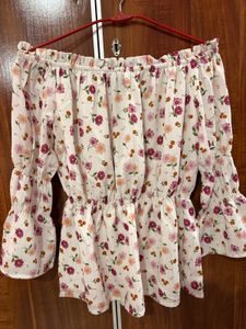 Off-Shoulder Floral Print Top
