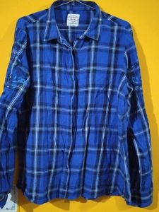 Blue Plaid Embroidered Shirt