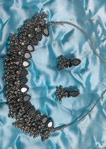 Oxidized Silver Necklace and Earring Set