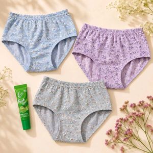 Floral Print Cotton Briefs - Set of 3