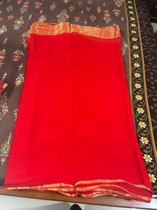 red golden saree