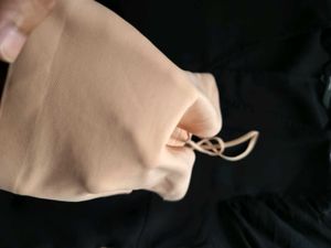 Vero Moda Black Sheer Sleeve Top with nude camisol