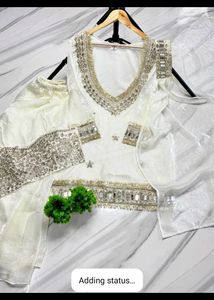Elegant White Kurta Set with Embellishments