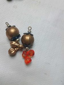 Boho Gold &amp; Orange Beaded Charms