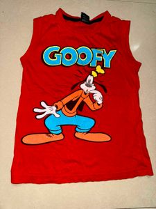 Kids Red Goofy Sleeveless T-Shirt