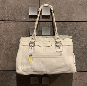 COACH large leather tote white shoulder bag