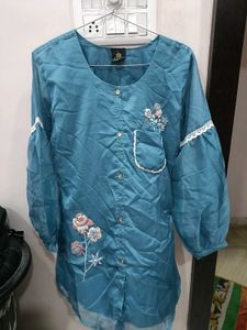 Blue Floral Embroidered co-ord Set for women