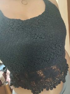 Chic Black Lace Crop Top