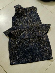 Sparkling Navy Blue Peplum frock