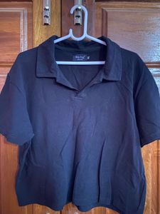 Black Cropped Polo Shirt