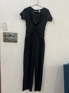 Black Sequin Party Jumpsuit