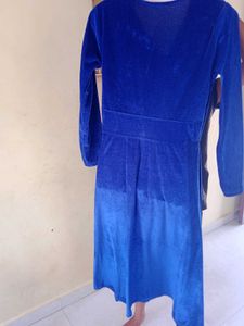 Royal Blue Velvet Wrap Dress