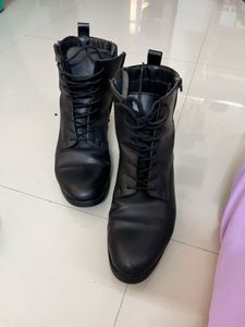Black Lace-Up Ankle Boots