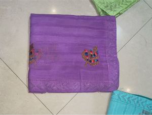 Beautiful Purple Embroidered Saree