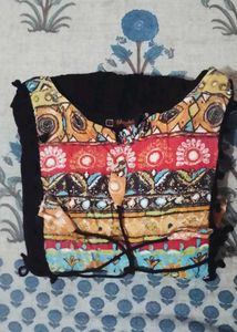 Elegant Black Anarkali Kurta with Vibrant Print