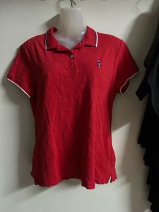 Red Polo Shirt with Embroidered Logo