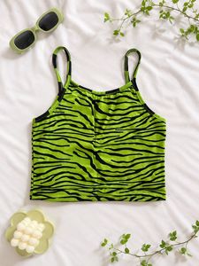 Lime Green Zebra Print Crop Top