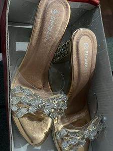 Sparkling Bow Embellished Heeled Mules