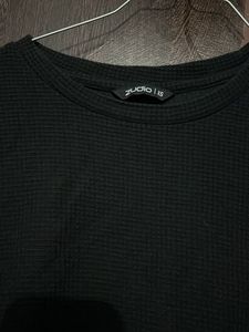Chic Black Ruched T-Shirt