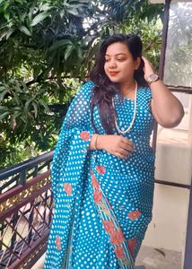Red & Yellow Polka Dot Saree