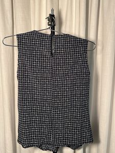 Chic Sleeveless Dark Blue Plaid Knot Front Top