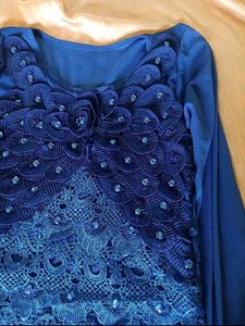 Elegant Blue Lace Dress and Black Shimmer D