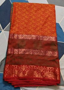 Elegant Orange Saree with Blouse