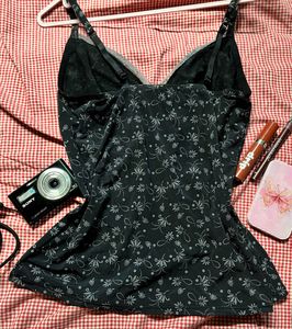 Chic Black Floral Camisole Top