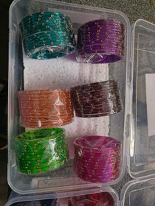 2-14 Vibrant glass Bangle Set
