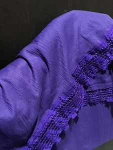 (New) Vibrant Purple duppata with Lace Trim