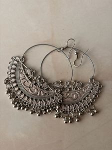 Elegant Oxidized Silver Jhumka Earrings