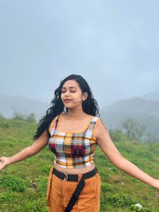 Trendy Plaid Crop Top &amp; Cargo Pants Set