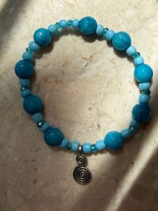 Blue Beaded Bracelet with Charm