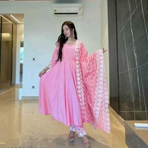Rose pink Anarkali kurta Dupatta Sets...