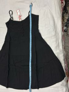 Black Spaghetti Strap Dress with Lace Top