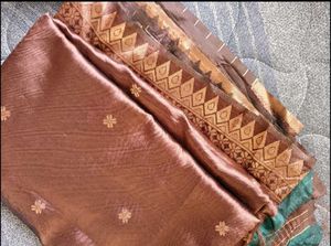 Beautiful Brown Saree with Gold Border