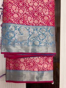 Stunning Pink &amp; Silver Silk Saree