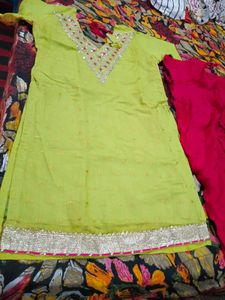 Embellished Lime Green Kurta